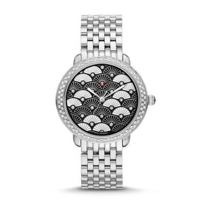 Michele Serein 16 Quartz Fan Diamond Black Dial Women's Watch MWW21B000104