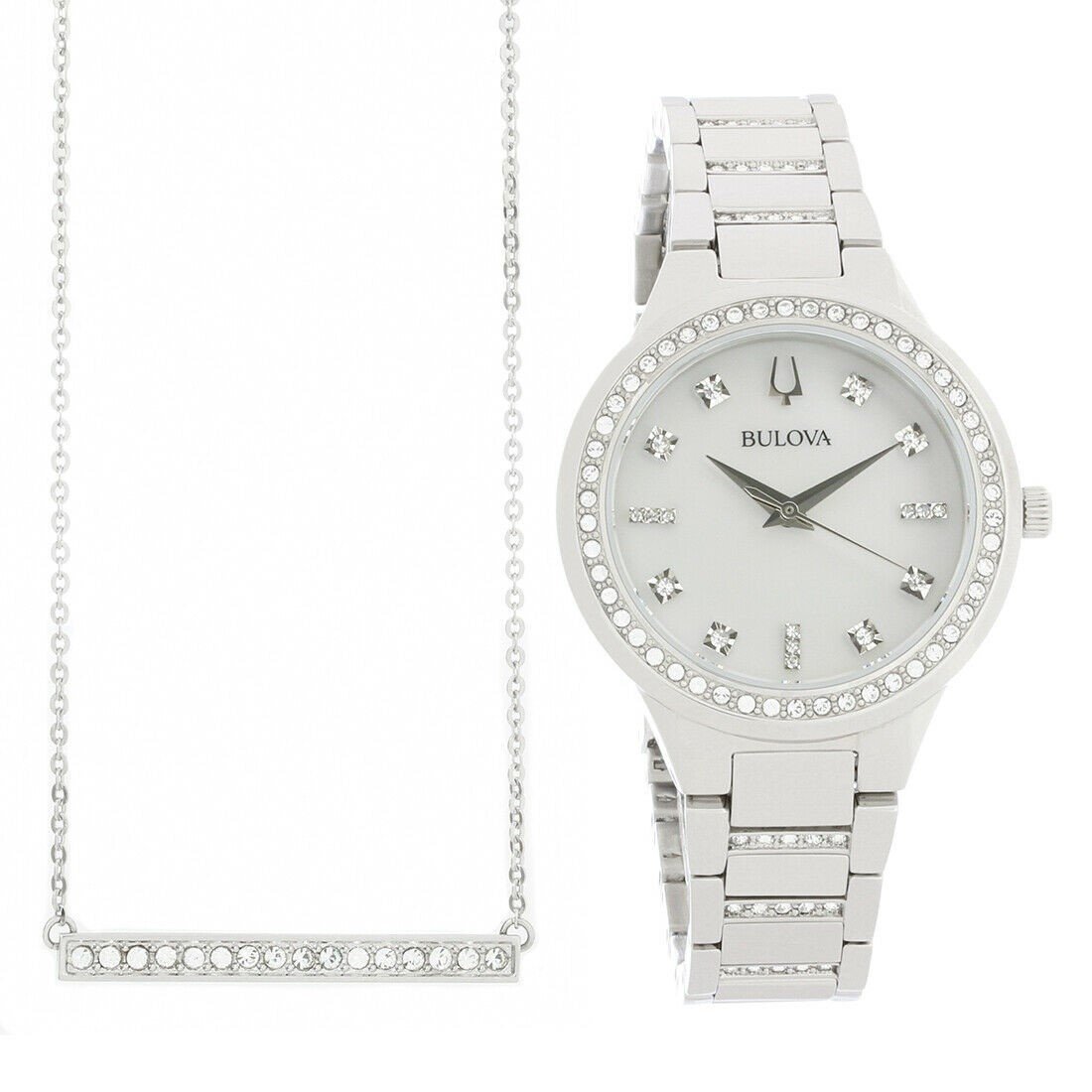 Bulova Crystal  Quartz Mother of Pearl Dial Women's Watch 96X147