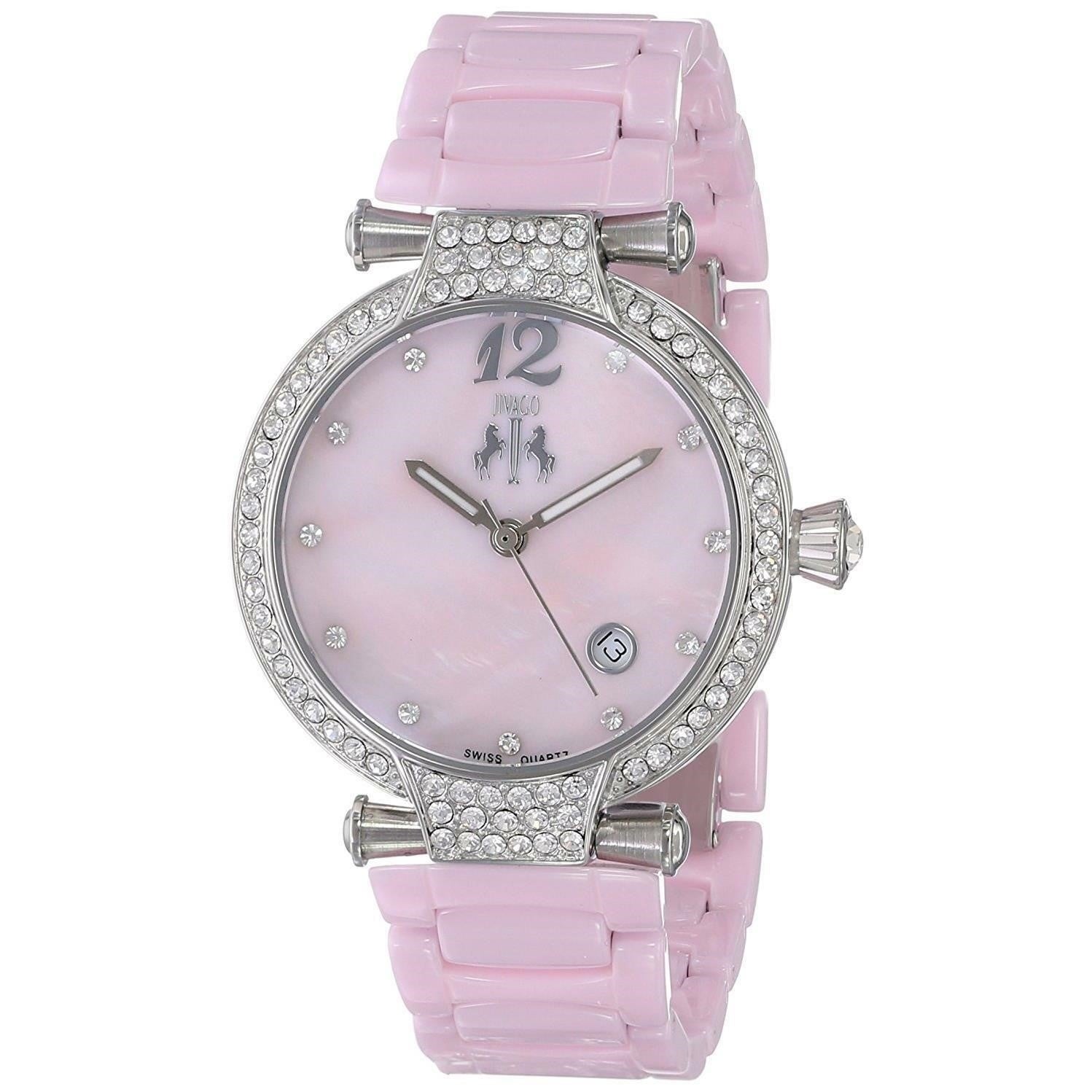 Jivago Bijoux Quartz Crystal Pink mother of pearl Dial Women's Watch JV2213